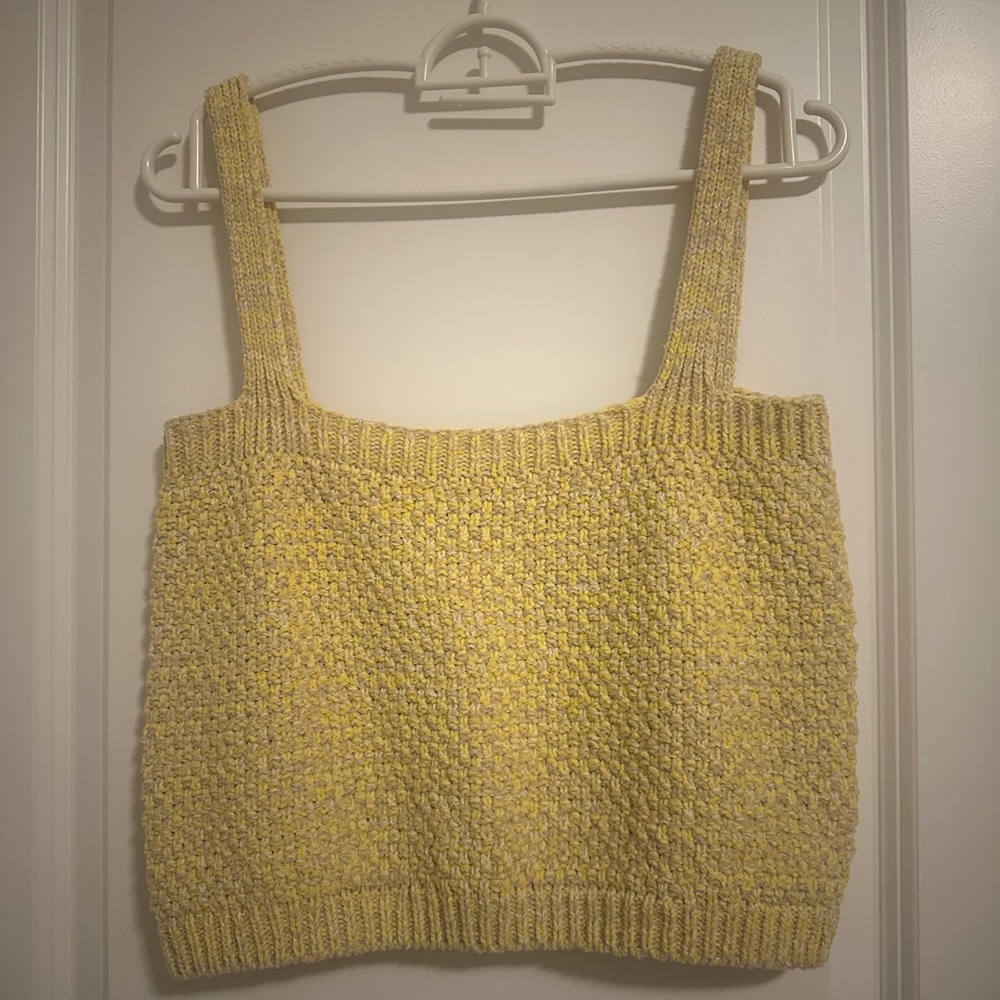 Zara Yellow and Cream Knit Top